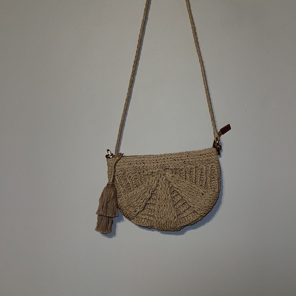 J. Jill Bags Jjill Half Moon Straw Crossbody Bag Poshmark